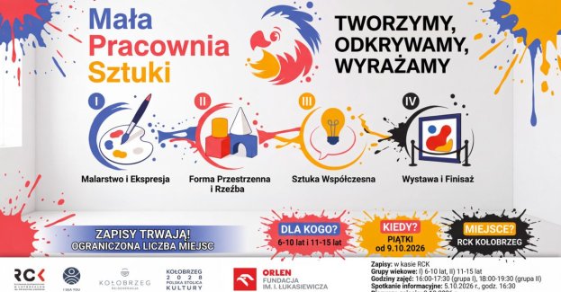 Regionalne Centrum Kultury w Kołobrzegu im. Zbigniewa Herberta rozpocznie 9 października 2026 r. zajęcia w ramach projektu «Mała Pracownia Sztuki». Program jest przeznaczony dla dzieci i młodzieży w wieku od 6 do 15 lat.